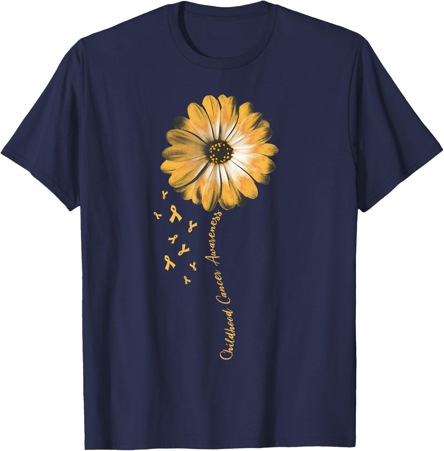 Daisy Flower Childhood Cancer Awareness Gifts T-Shirt - T-Shirt | Navy
