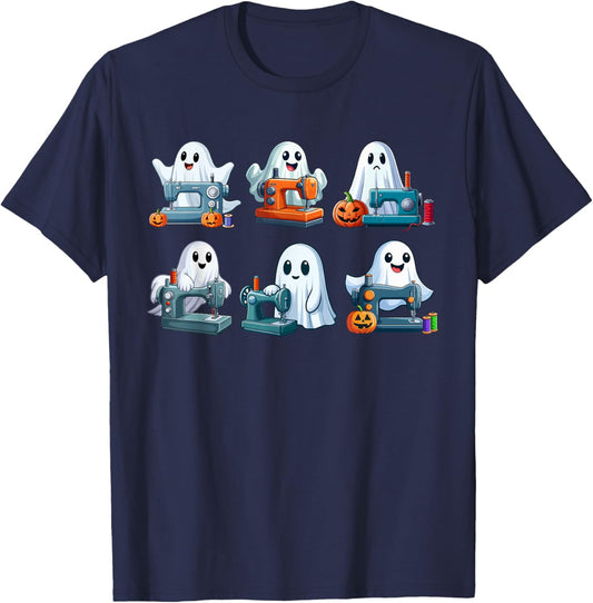Group Boo Ghosts Sewing Tailor Tools Halloween Job Team T-Shirt - T-Shirt | Navy