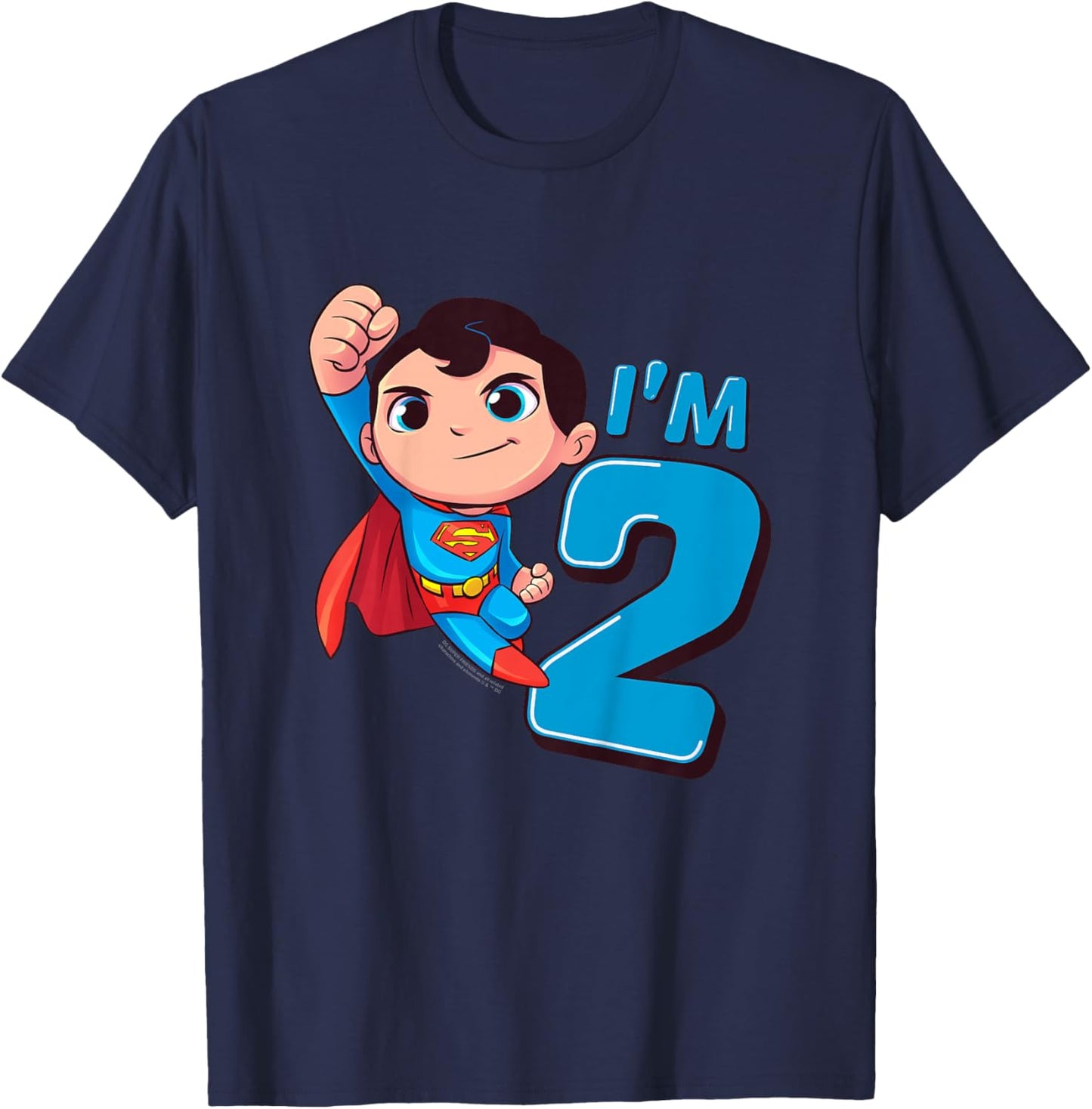 Kids Superman 2nd Birthday Cute I'm 2 T-Shirt - T-Shirt | Navy