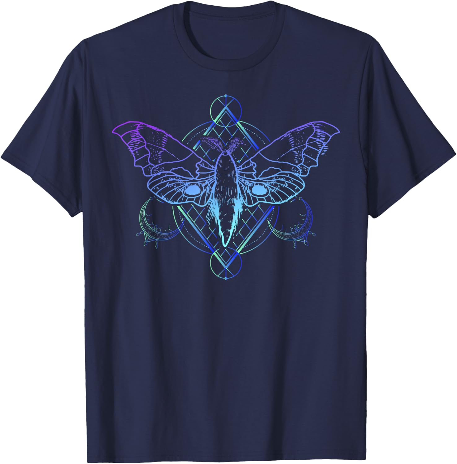 Goth Moth And Crescent Moon Creepy design Gift Goths T-Shirt - T-Shirt | Navy