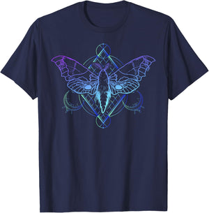 Goth Moth And Crescent Moon Creepy design Gift Goths T-Shirt - T-Shirt | Navy