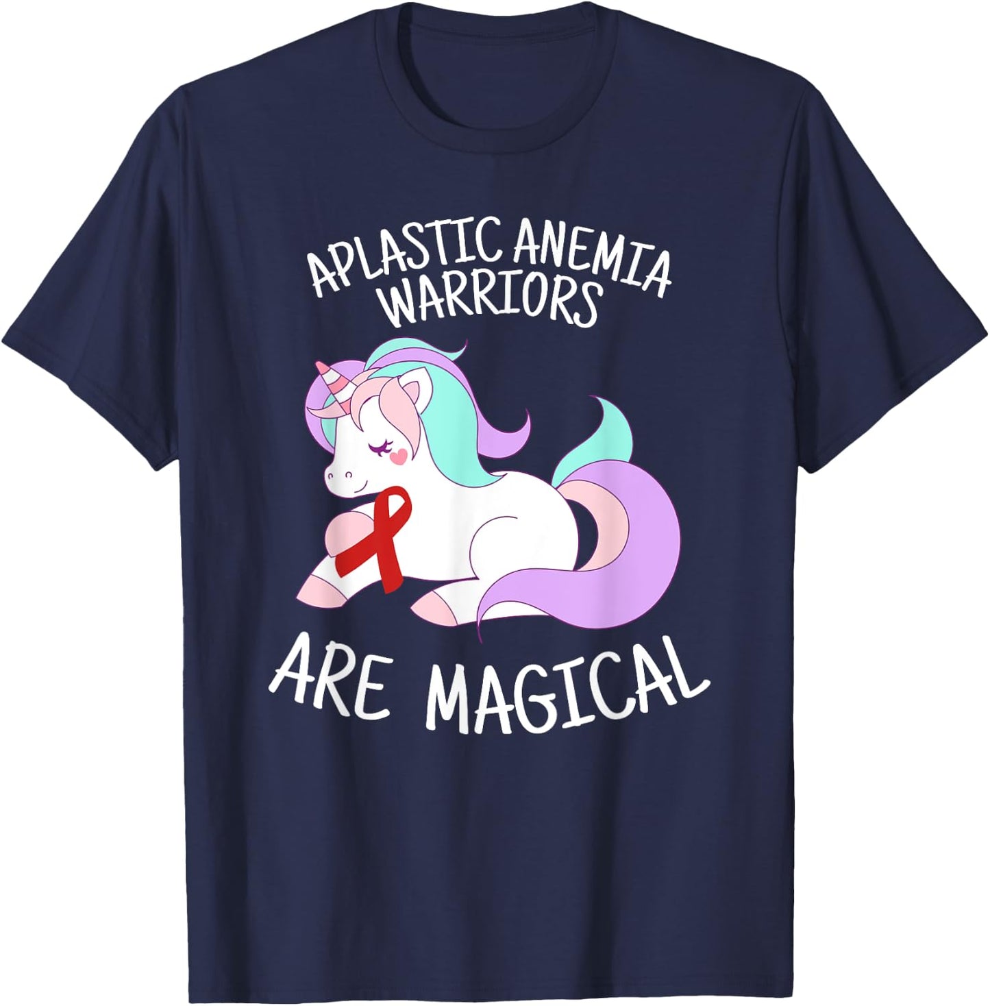 Unicorn Aplastic Anemia Warrior, Aplastic Anemia Awareness T-Shirt - T-Shirt | Navy