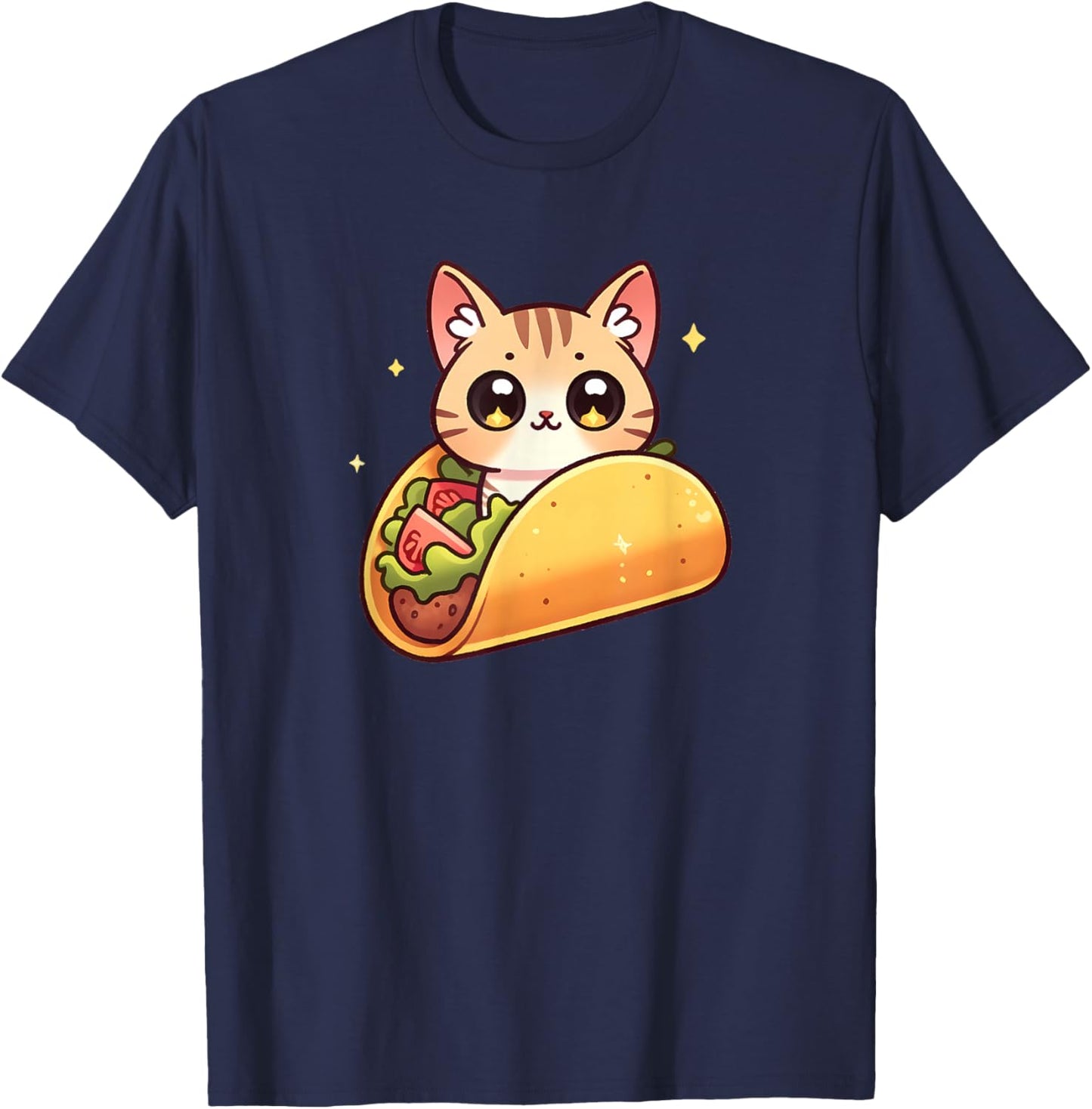 Cute Taco Cat Funny Kawaii Food T-Shirt - T-Shirt | Navy