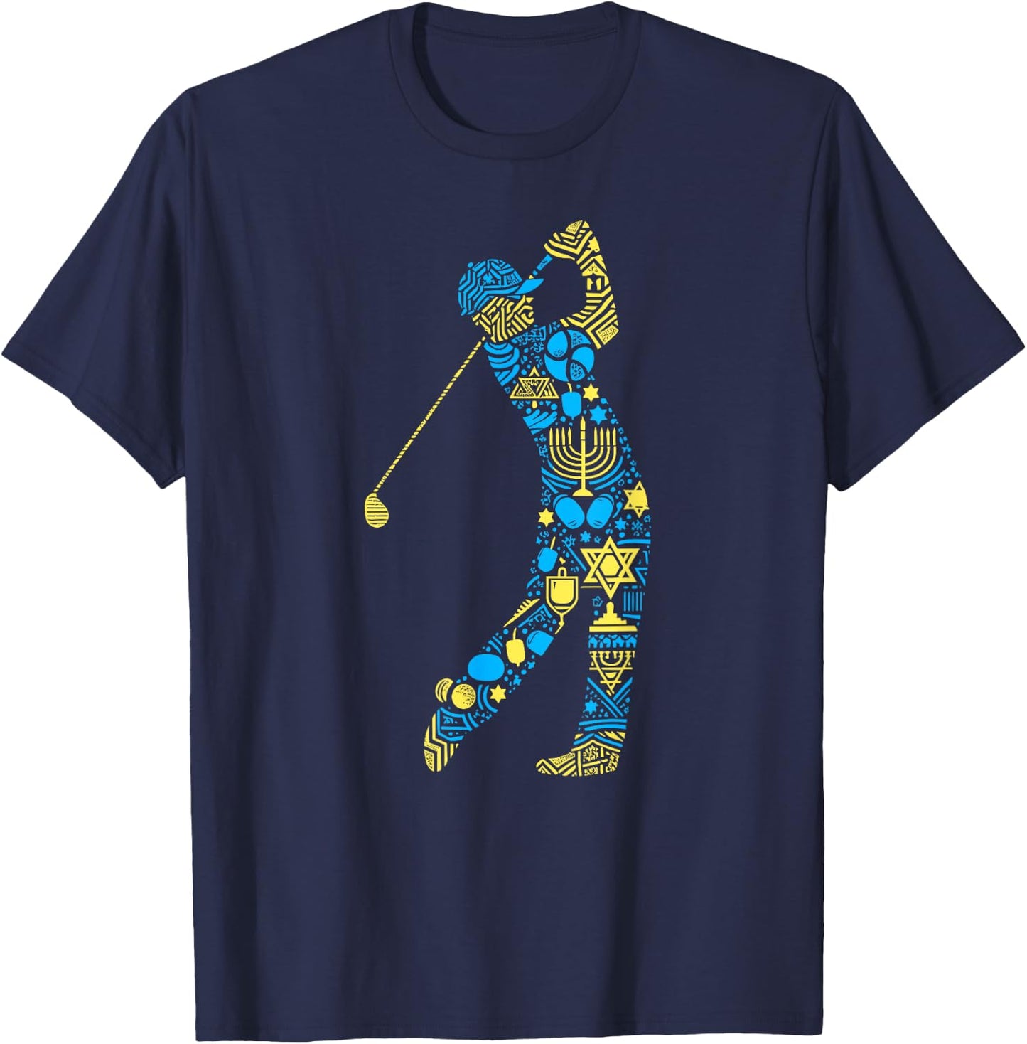 Golf Player Menorah Dreidel Jewish Hanukkah Kids T-Shirt - T-Shirt | Navy