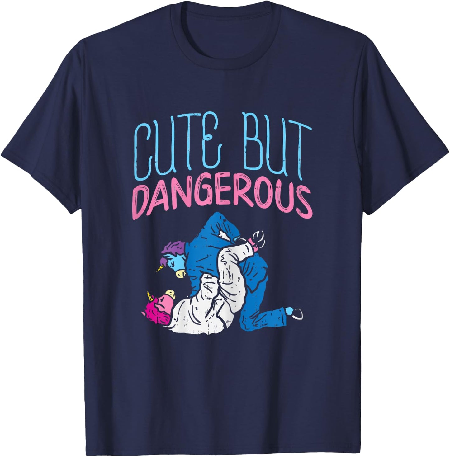 BoredKoalas Cute But Dangerous Jiu Jitsu Unicorn Funny Martial Arts Gift - Women's Black X-Small Modern Cartoon T-Shirt - T-Shirt | Navy