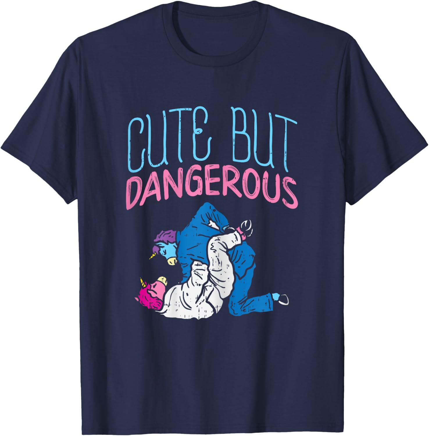 BoredKoalas Cute But Dangerous Jiu Jitsu Unicorn Funny Martial Arts Gift - Women's Black X-Small Modern Cartoon T-Shirt - T-Shirt | Navy