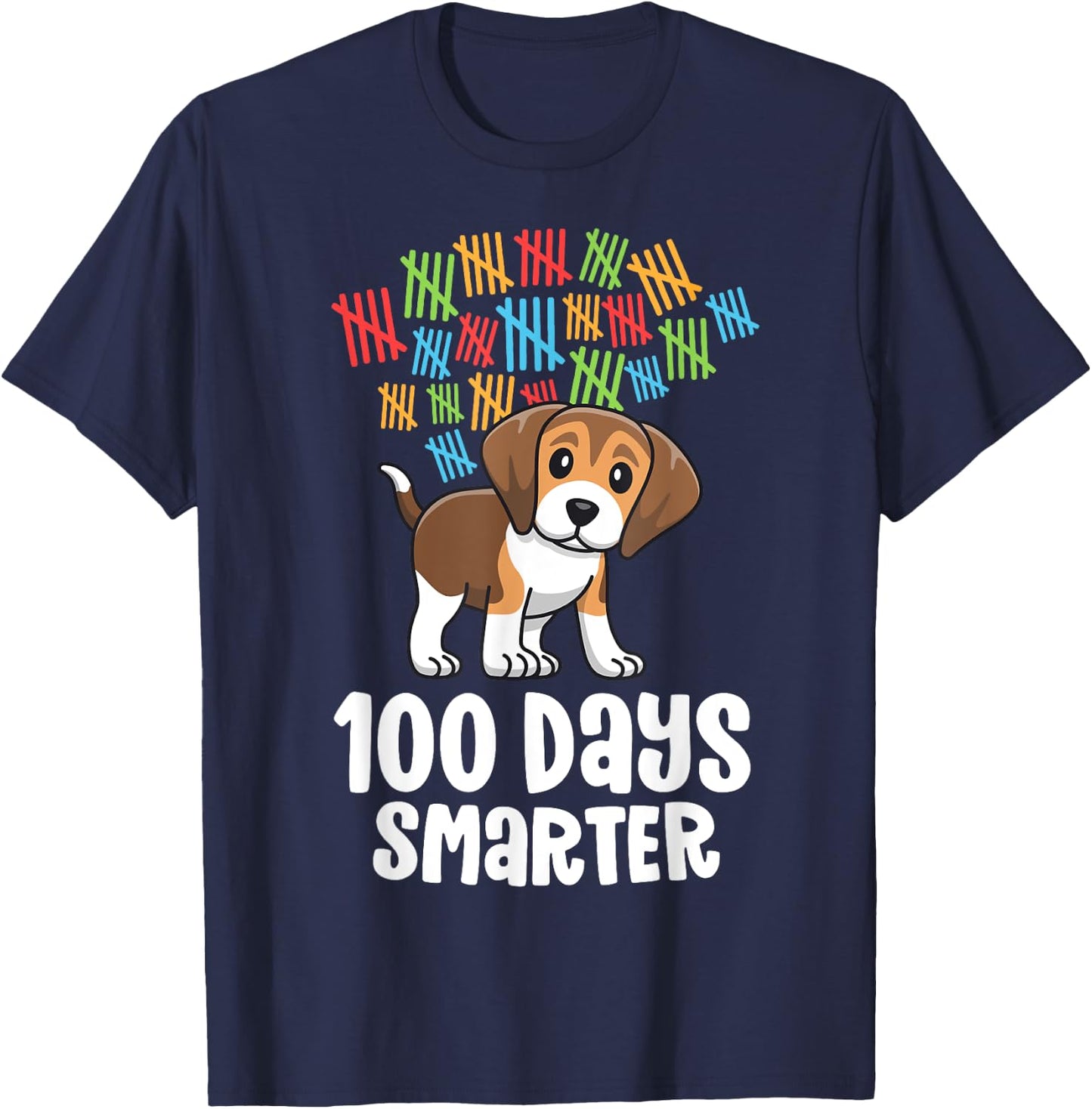 100 Days of School Shirt For Girls Kids Smarter Beagle T-Shirt - T-Shirt | Navy