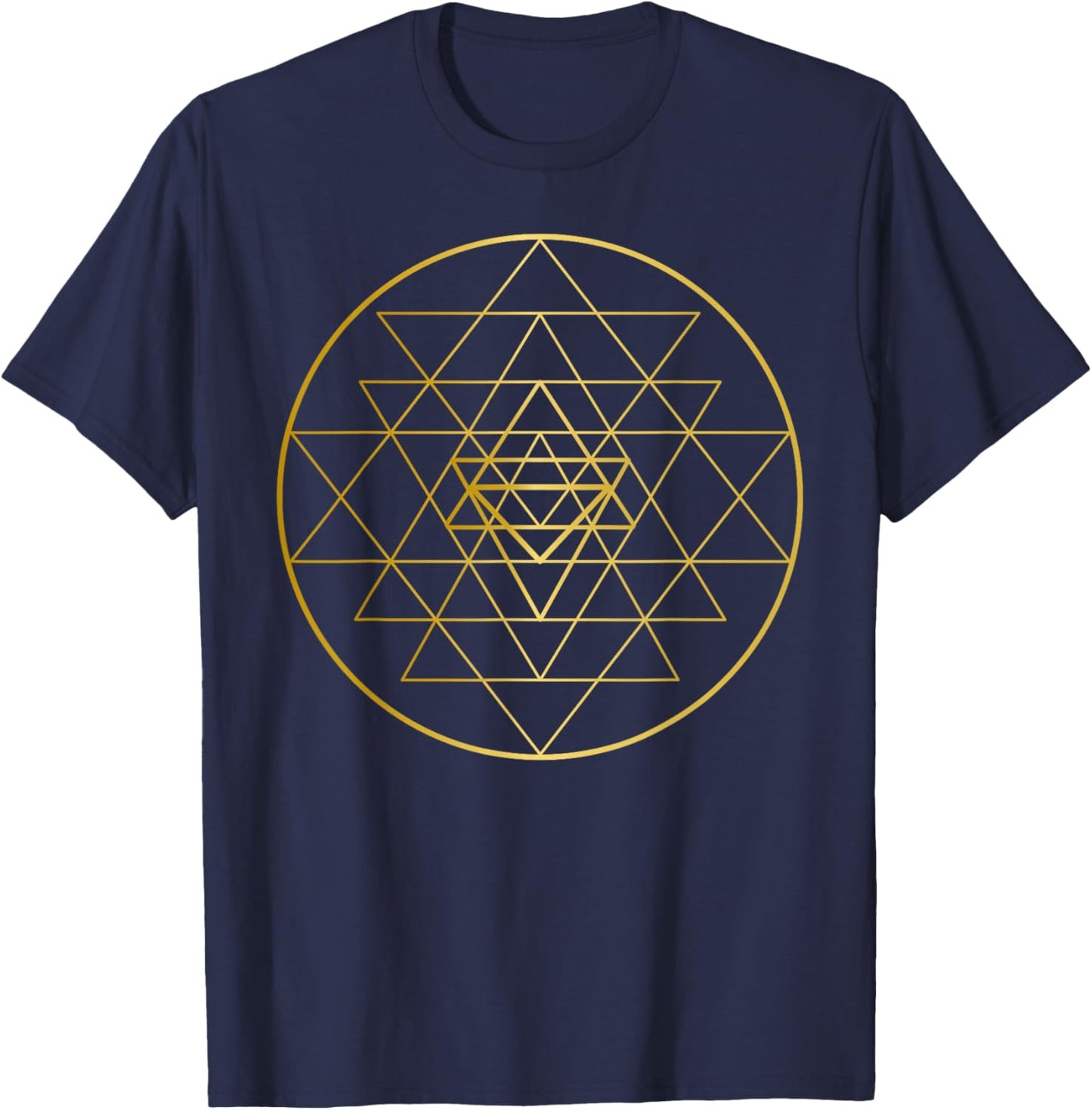 Sri Yantra Chakra Mantra Sacred Geometry Art T-Shirt - T-Shirt | Navy