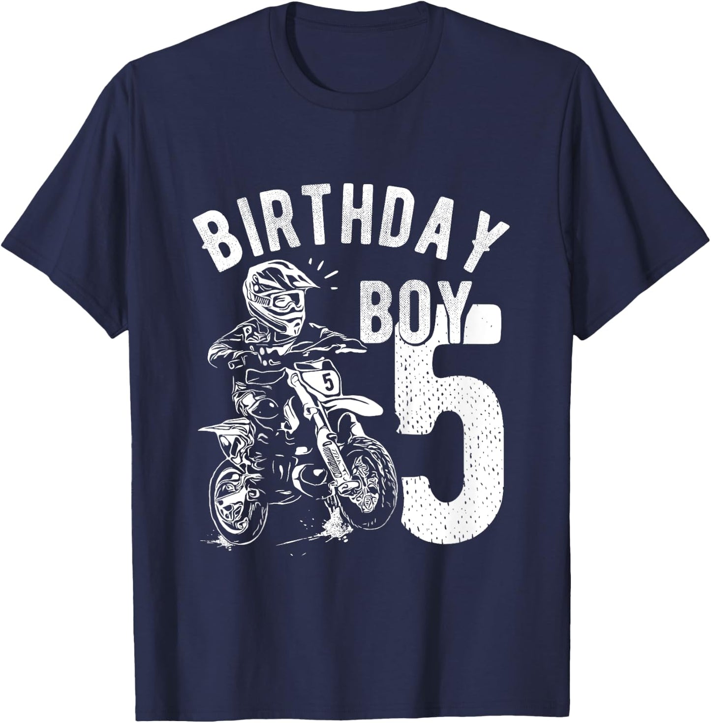 Kids 5 years old kid - Birthday boy - Dirt bike - Motorcycle T-Shirt - T-Shirt | Navy