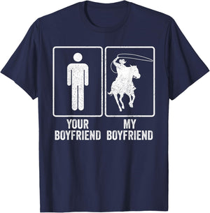 Funny Cowboy My Boyfriend Rodeo Relationship Joke T-Shirt - T-Shirt | Navy