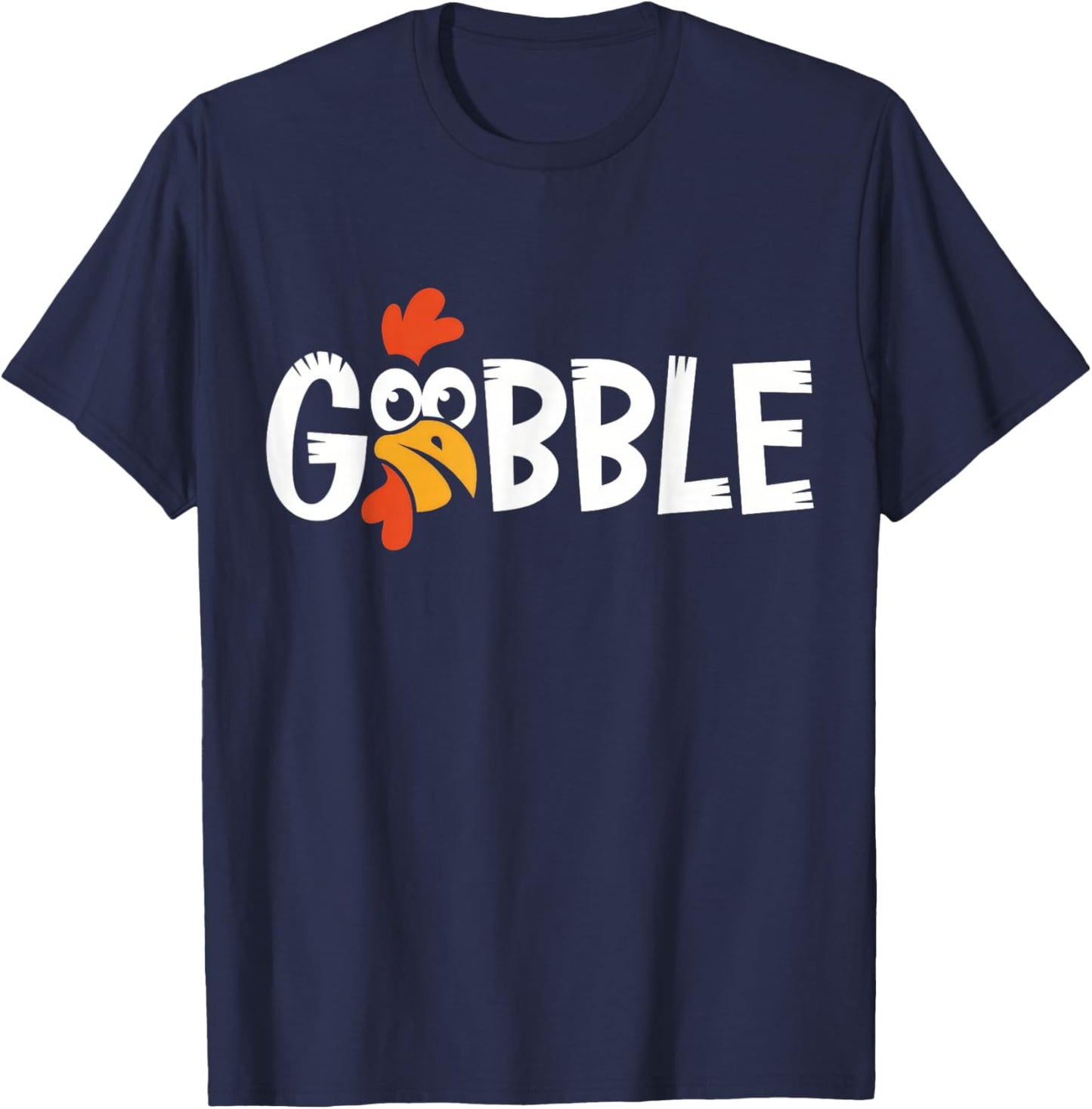 Cute Gobble Gobble Turkey Pilgrim Little Boys Thanksgiving T-Shirt - T-Shirt | Navy