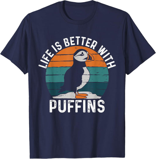 Life Is Better With Puffin Funny Puffin Lovers T-Shirt - T-Shirt | Navy