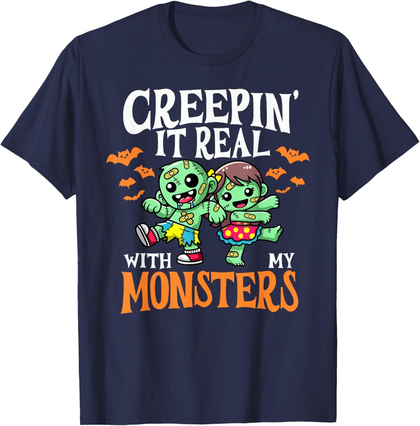 Creepin It Real Monster School Teacher Principal Halloween T-Shirt - T-Shirt | Navy