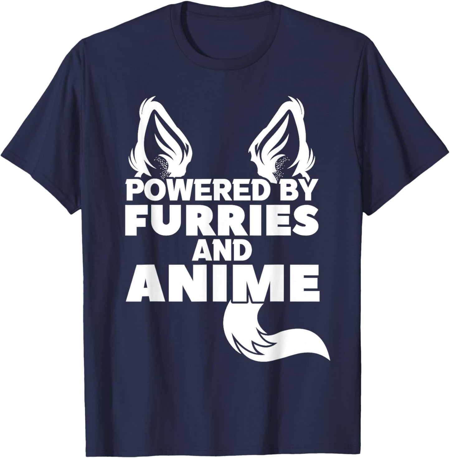 Powered by Furries and Anime Furry T-Shirt - T-Shirt | Navy