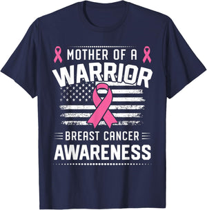 Mother Of A Warrior Breast Cancer Awareness Mother T-Shirt - T-Shirt | Navy