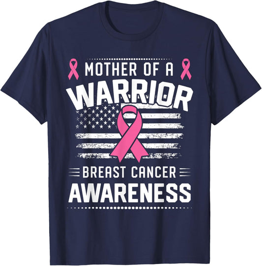 Mother Of A Warrior Breast Cancer Awareness Mother T-Shirt - T-Shirt | Navy