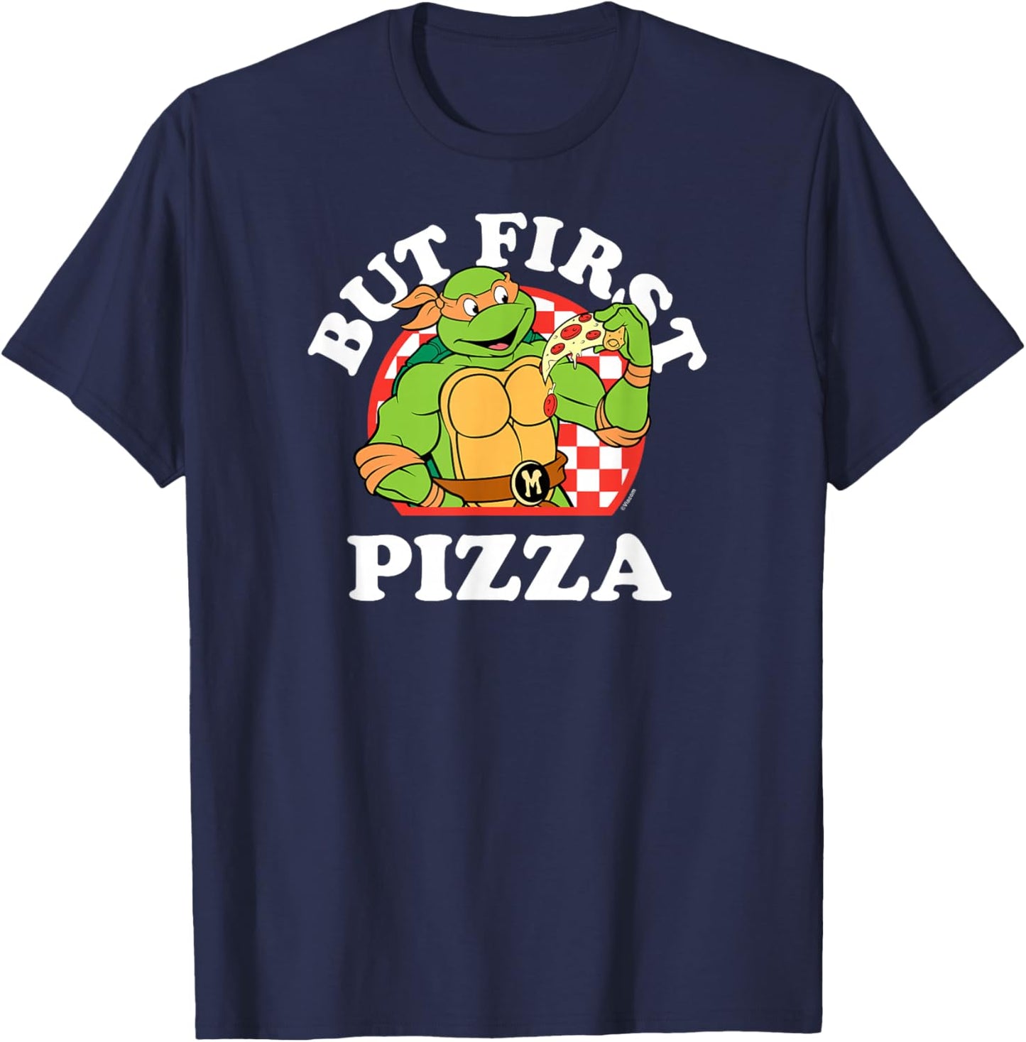 Teenage Mutant Ninja Turtles - But First Pizza T-Shirt - T-Shirt | Navy