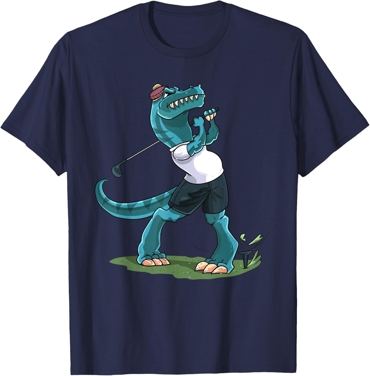 Funny Dino Playing Golf T-Rex Lover Golfer Kids Boys Girls T-Shirt - T-Shirt | Navy