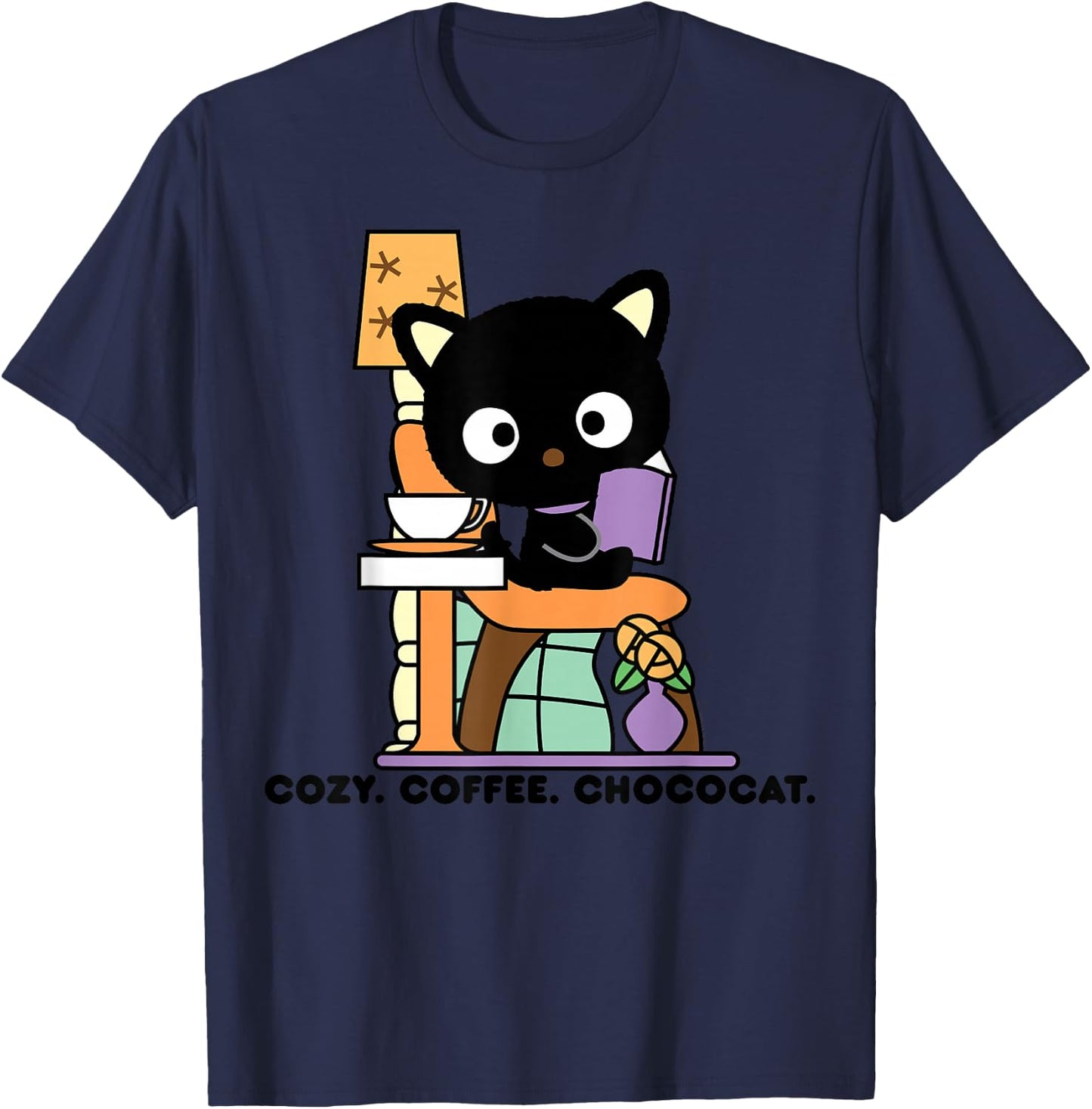 Chococat Cozy Coffee Cafe T-Shirt - T-Shirt | Navy