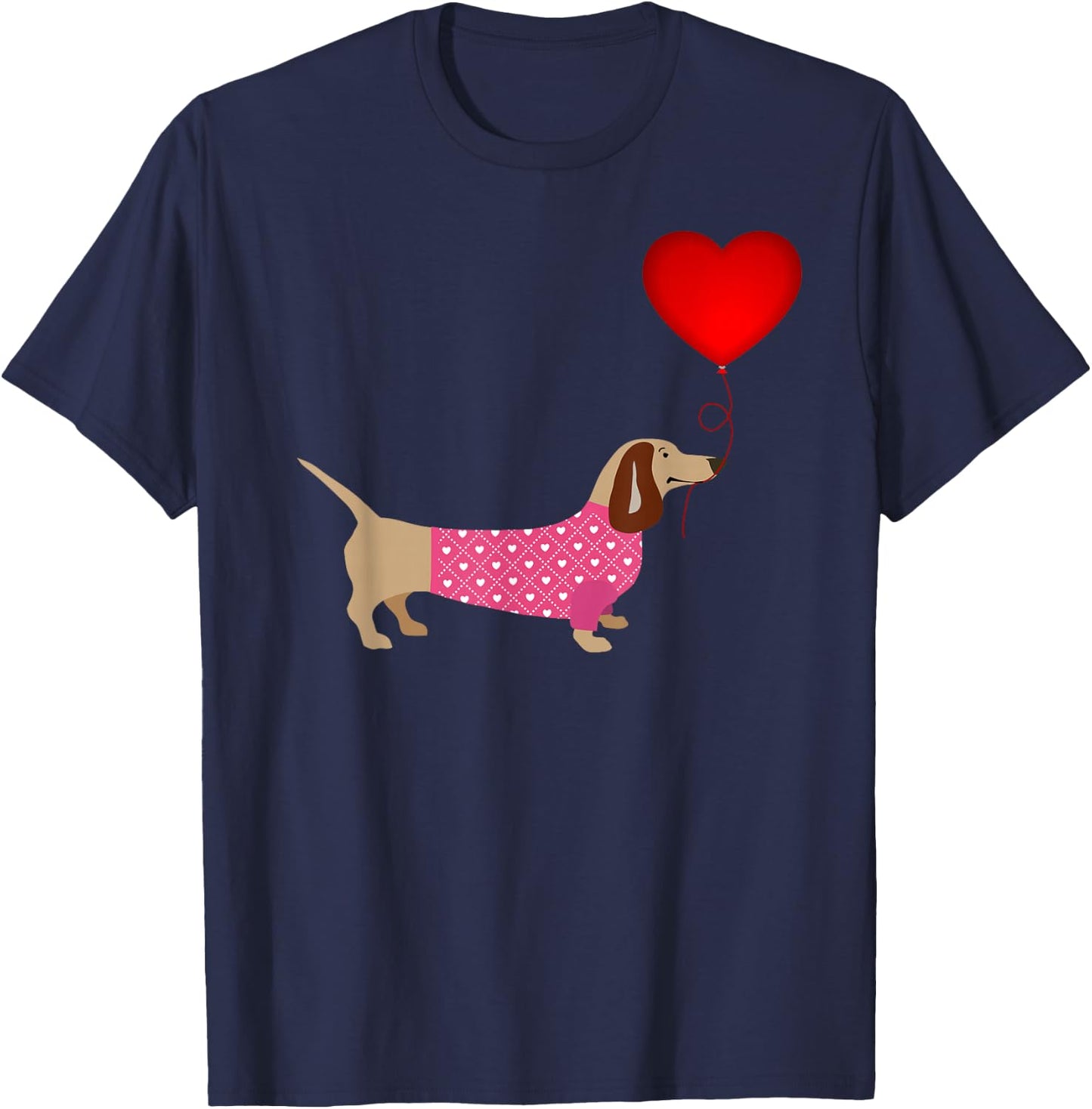 Valentines Weiner Daschund Doxie in Dog Dress T-Shirt - T-Shirt | Navy