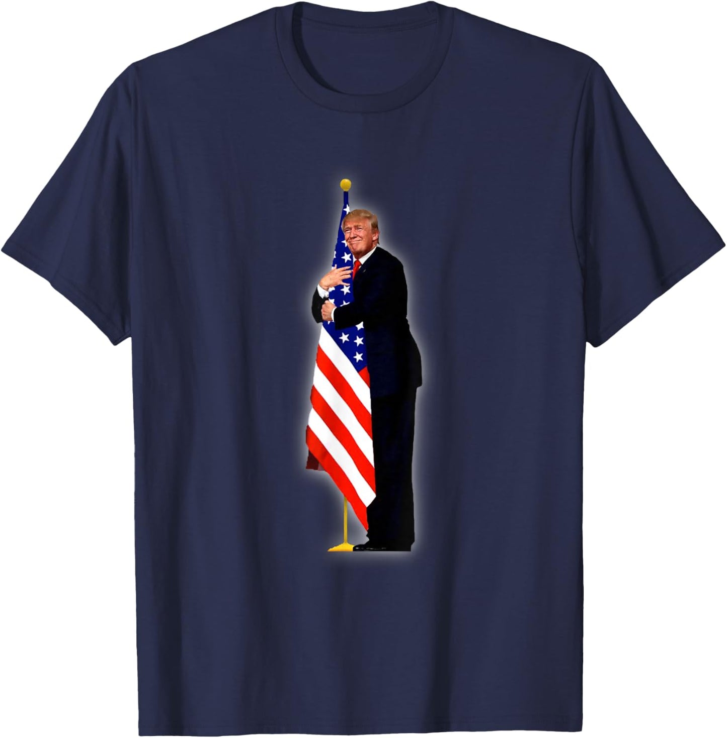 Funny Cute Trump Hug America Flag T-Shirt - T-Shirt | Navy