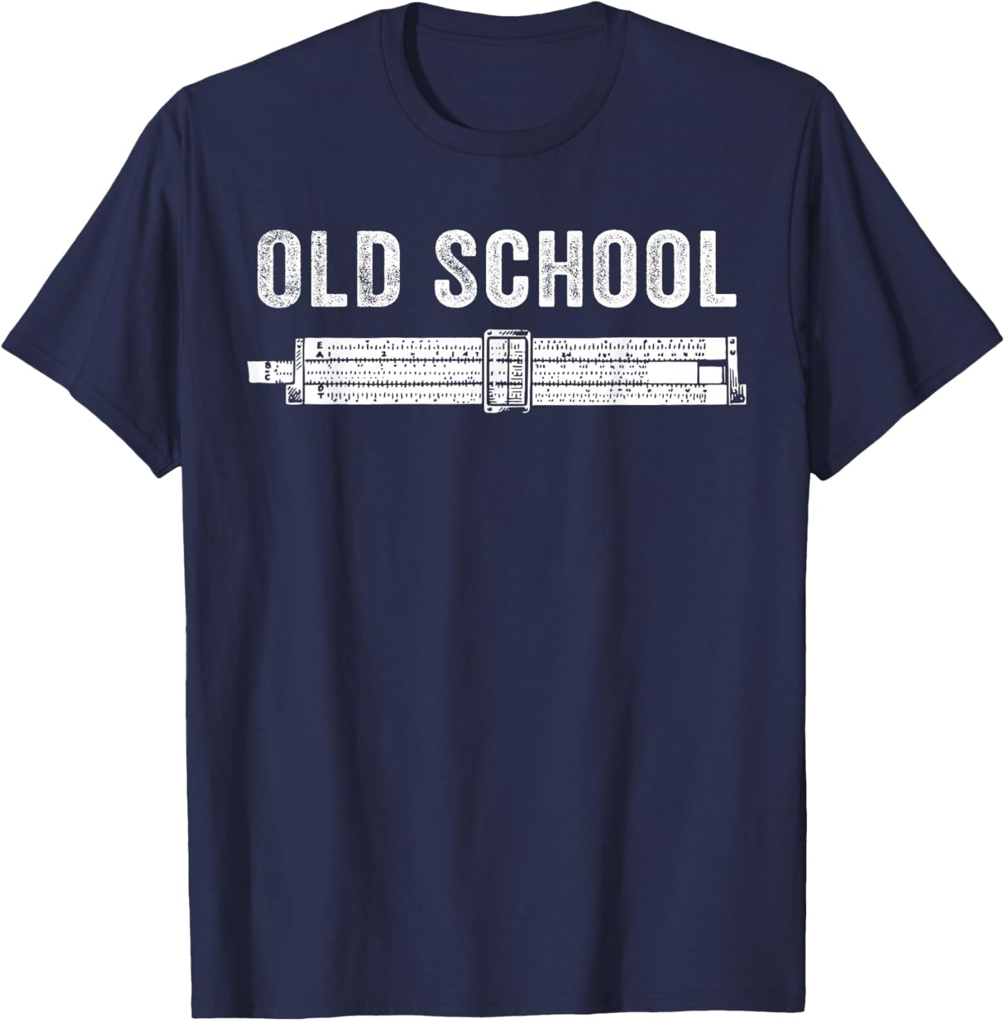 Old School Slide Rule Mechanical Analog Calculator T-Shirt - T-Shirt | Navy