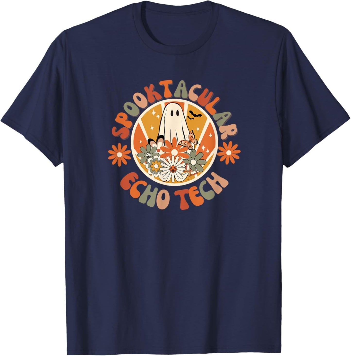 Spooktacular Echo Tech, Echocardiography Technologist Fall T-Shirt - T-Shirt | Navy