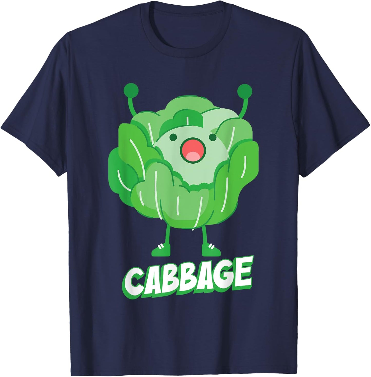 Funny Cabbage with Arms Healthy Vegetables Cabbage T-Shirt - T-Shirt | Navy