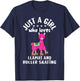 Girls Roller Skating Llama Gift Just A Girl Who Loves Llamas T-Shirt - T-Shirt | Navy