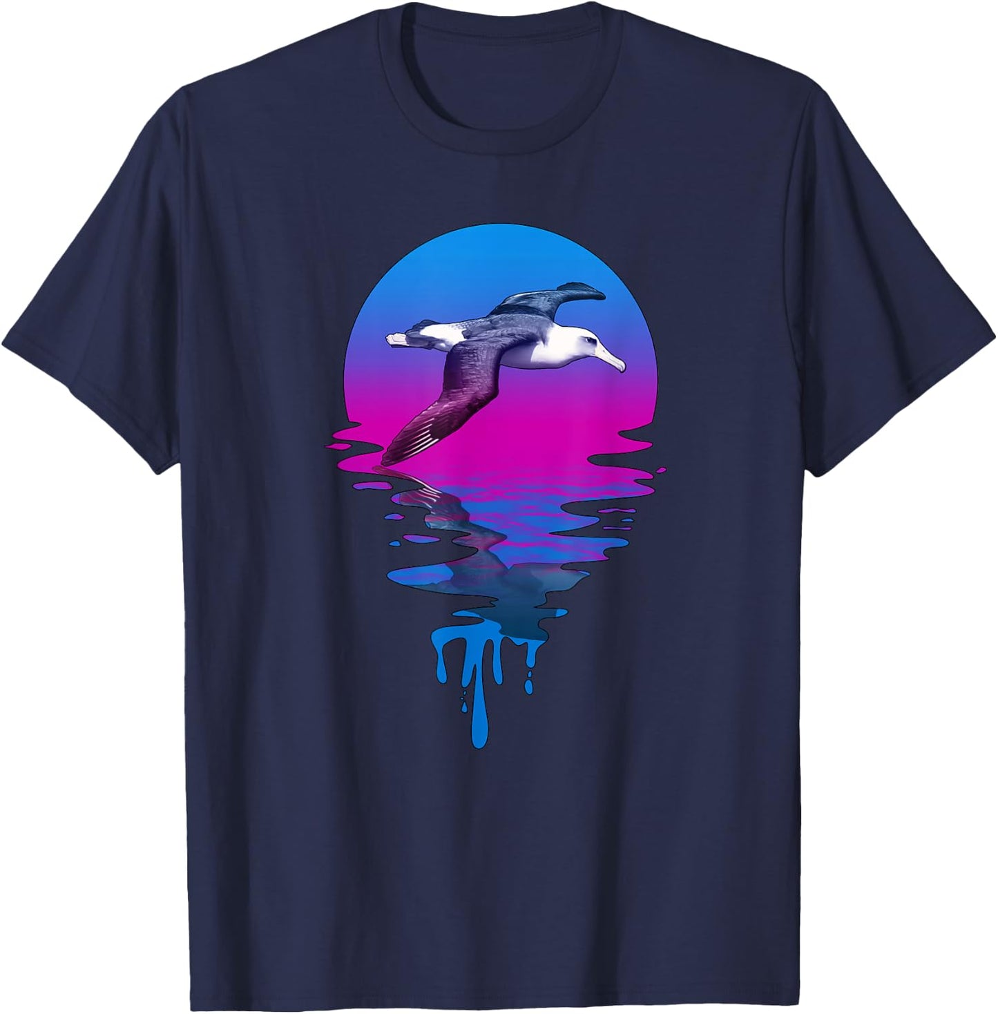 Vintage Retro Sunset Albatross T-Shirt - T-Shirt | Navy