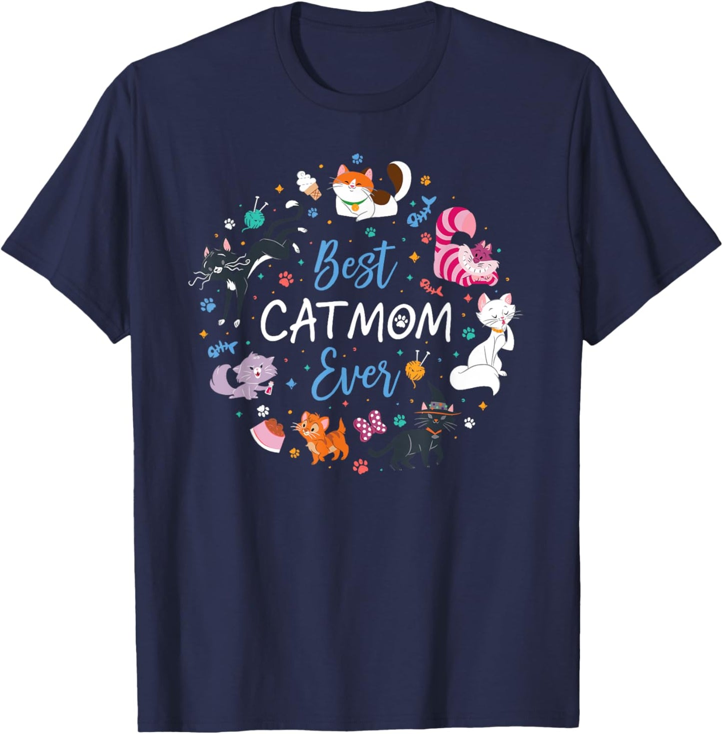 Disney Pet Parent Mother’s Day Disney Cats Best Cat Mom Ever T-Shirt - T-Shirt | Navy