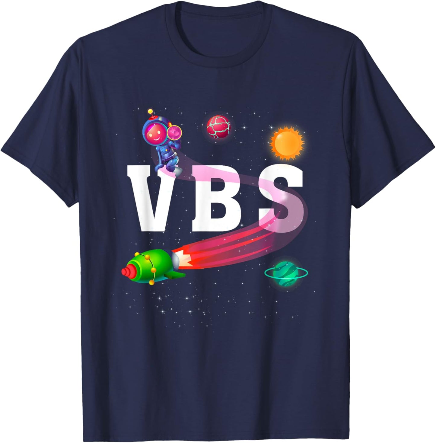 Kids VBS Crew Vacation Bible School Space Astronaut T-Shirt - T-Shirt | Navy