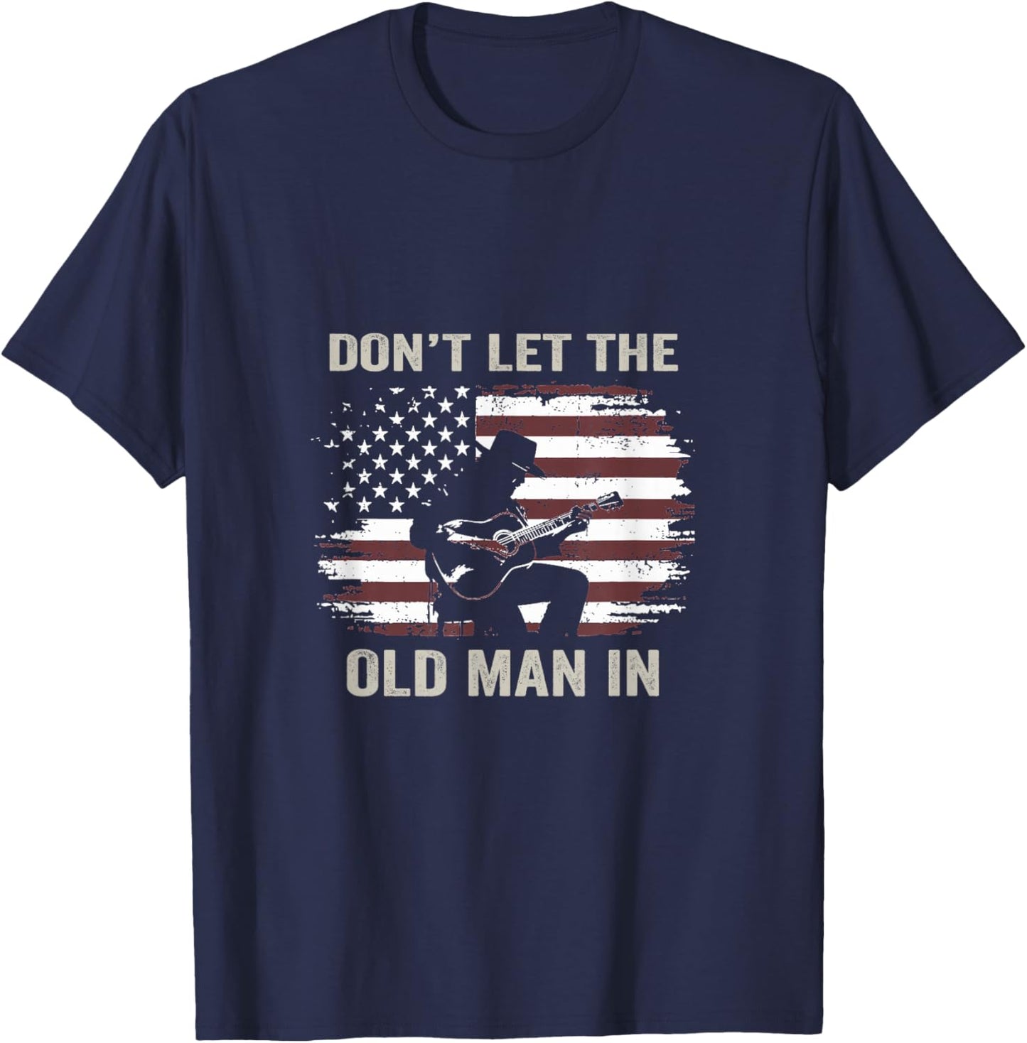 Don't let The Old Man in Vintage American Flag T-Shirt - T-Shirt | Navy