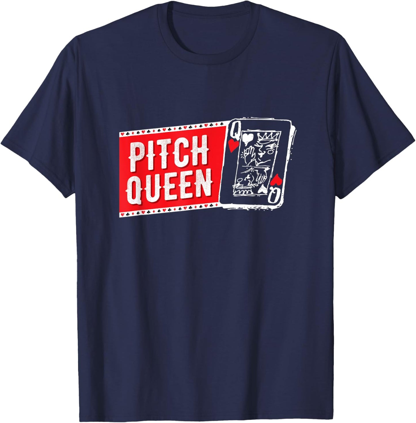 Pitch Queen, Pitch Player Cool Cards Graphic T-Shirt - T-Shirt | Navy