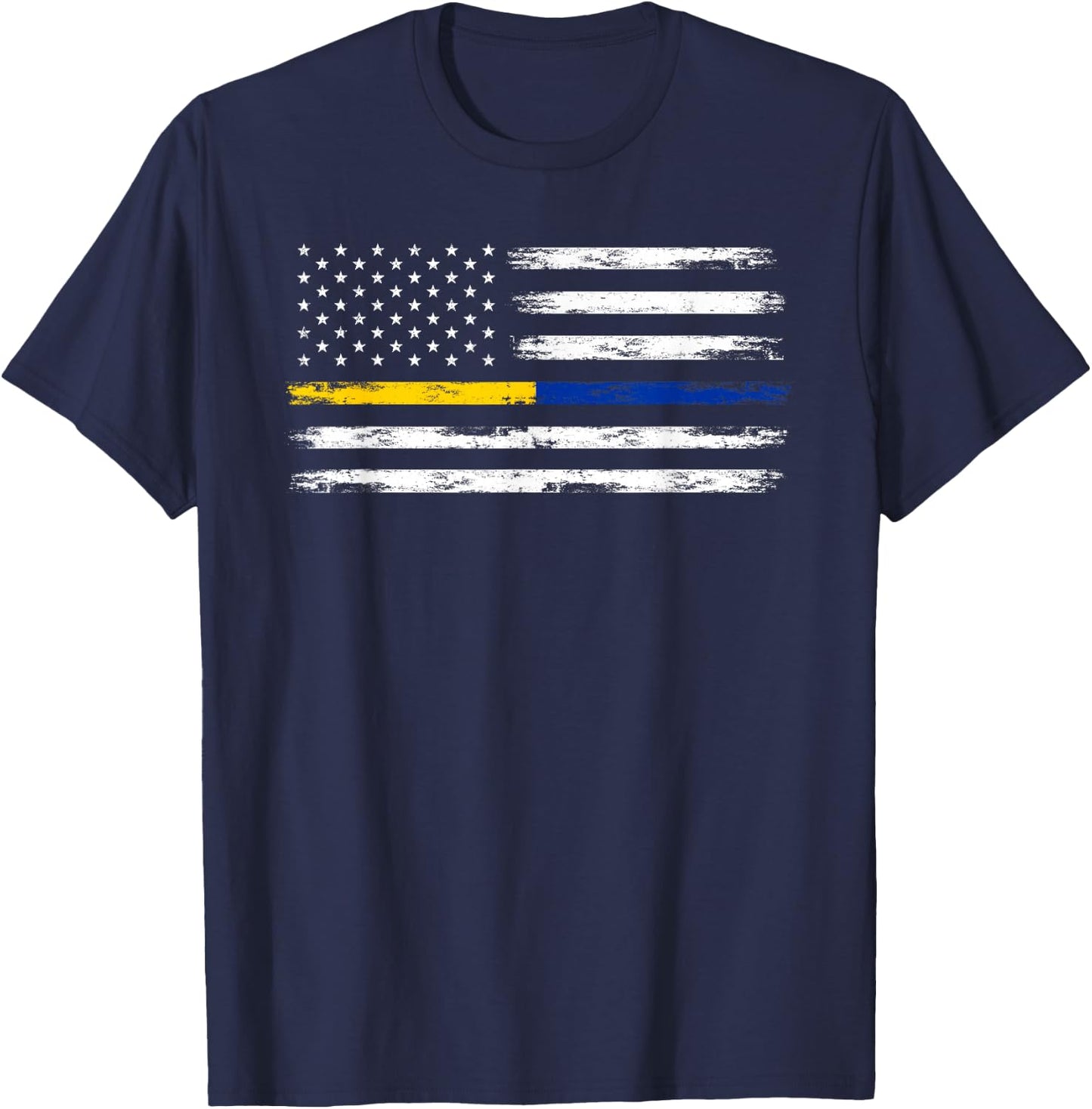 Gold Blue Line 911 Police Dispatcher First Responder T-Shirt - T-Shirt | Navy