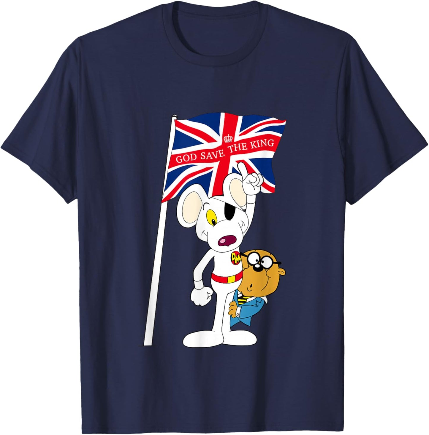 Danger Mouse Union Jack Flag God Save The King T-Shirt - T-Shirt | Navy