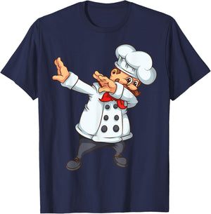 Cute Dabbing Chef | Funny Dab Dance Pastry Cook Food Gift T-Shirt - T-Shirt | Navy