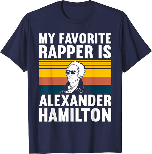 Must Love History Men's Retro Hamilton , Black, Small T-Shirt - T-Shirt | Navy