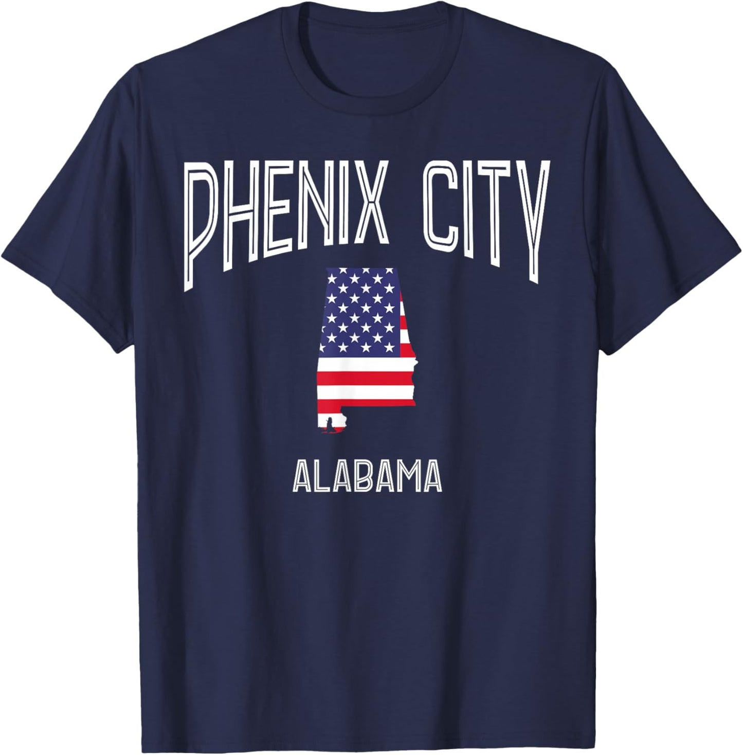 Phenix City Alabama AL Throwback Vintage USA Flag T-Shirt - T-Shirt | Navy