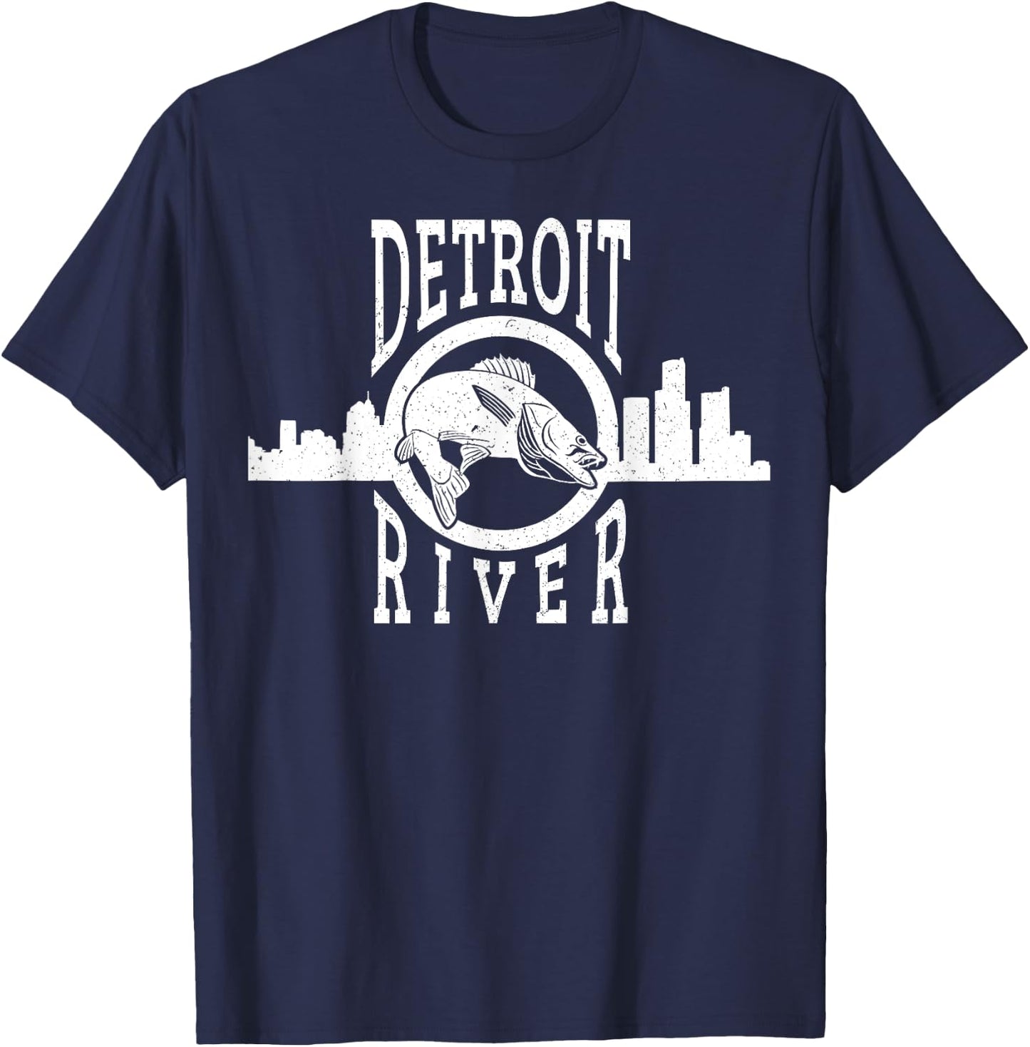 Detroit River Walleye Fishing T Shirt Women T-Shirt - T-Shirt | Navy
