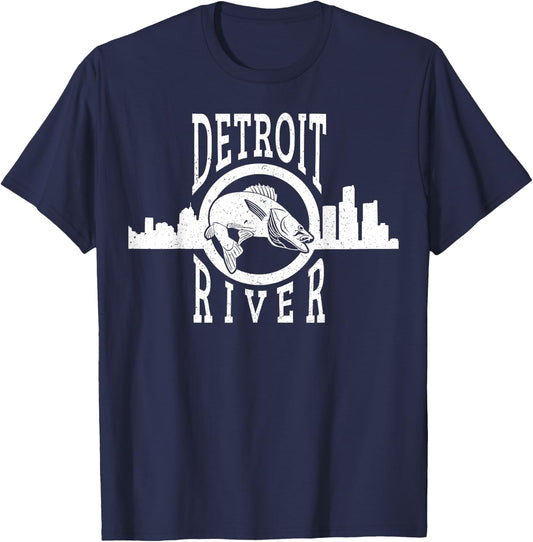 Detroit River Walleye Fishing T Shirt Women T-Shirt - T-Shirt | Navy