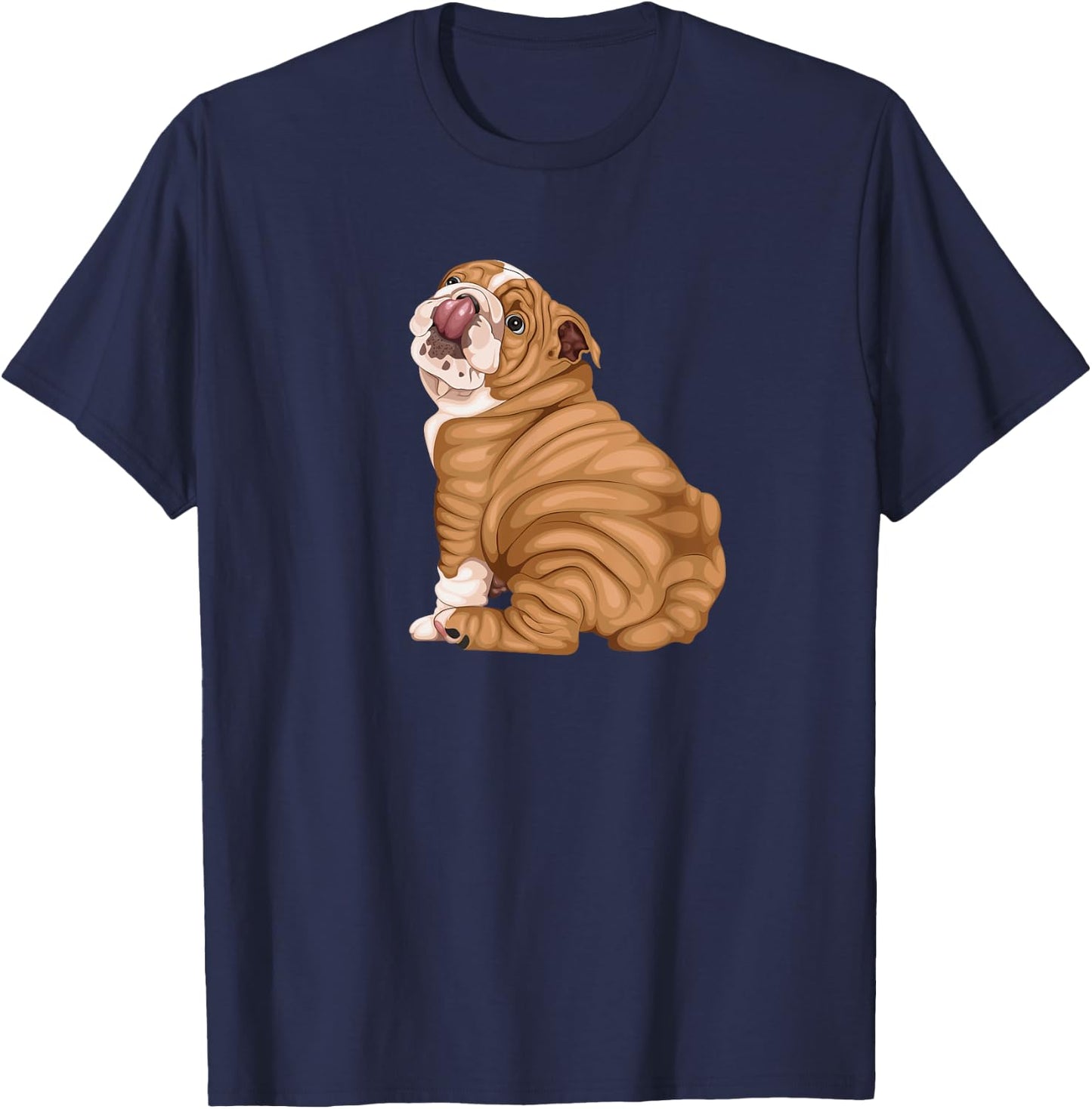 Funny Puppy Art Illustration English Bulldog Owner Women Kids T-Shirt - T-Shirt | Navy