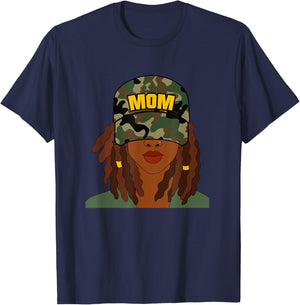 African American Mom Mother's Day Locs Camo Hat T-Shirt - T-Shirt | Navy