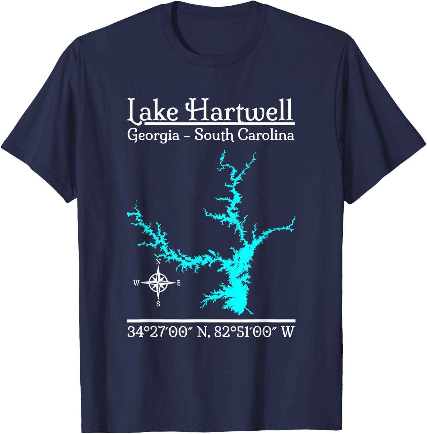 Lake Hartwell - Georgia, South Carolina T-Shirt - T-Shirt | Navy