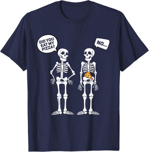 Did You Eat My Pizza? Funny Halloween Skeleton Pizza Lover T-Shirt - T-Shirt | Navy