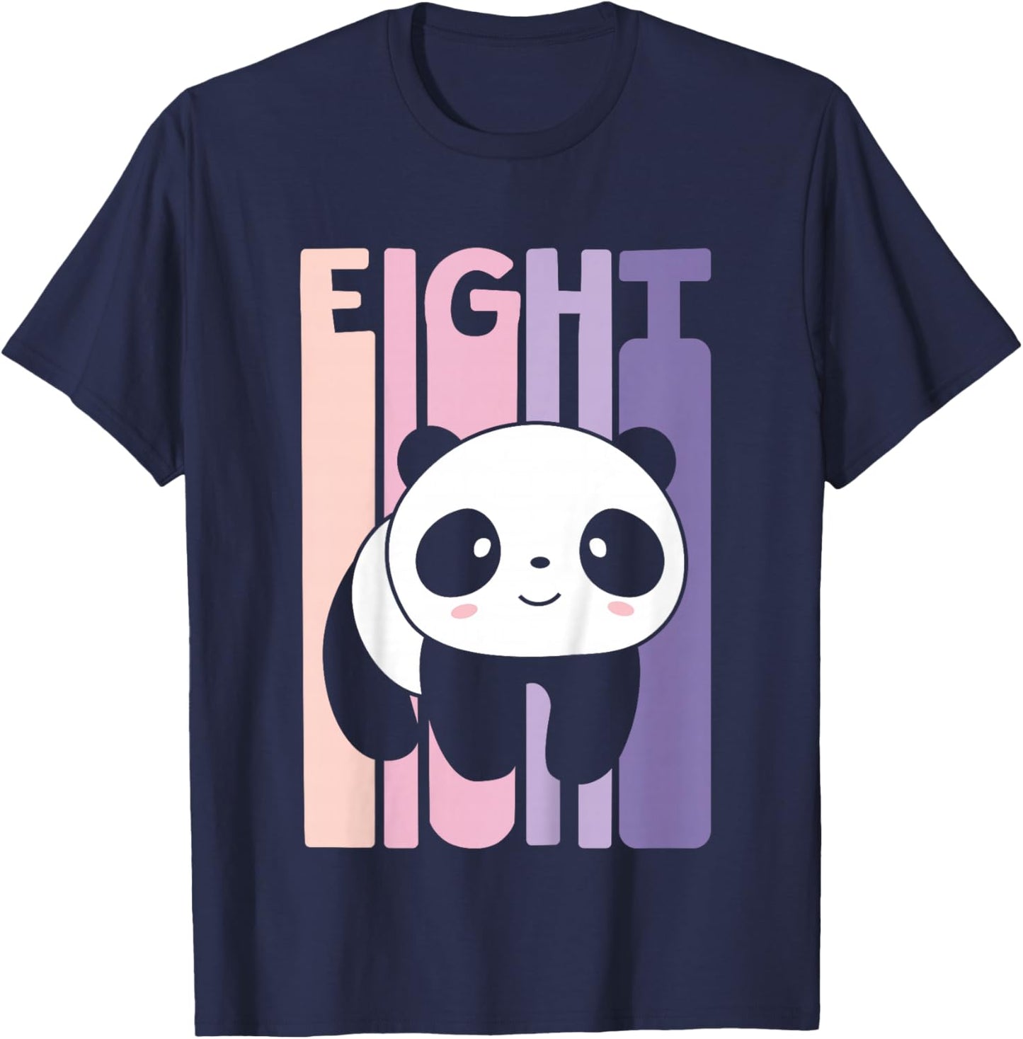 8 Year Old Cute Panda Birthday Girl 8th B-day T-Shirt - T-Shirt | Navy