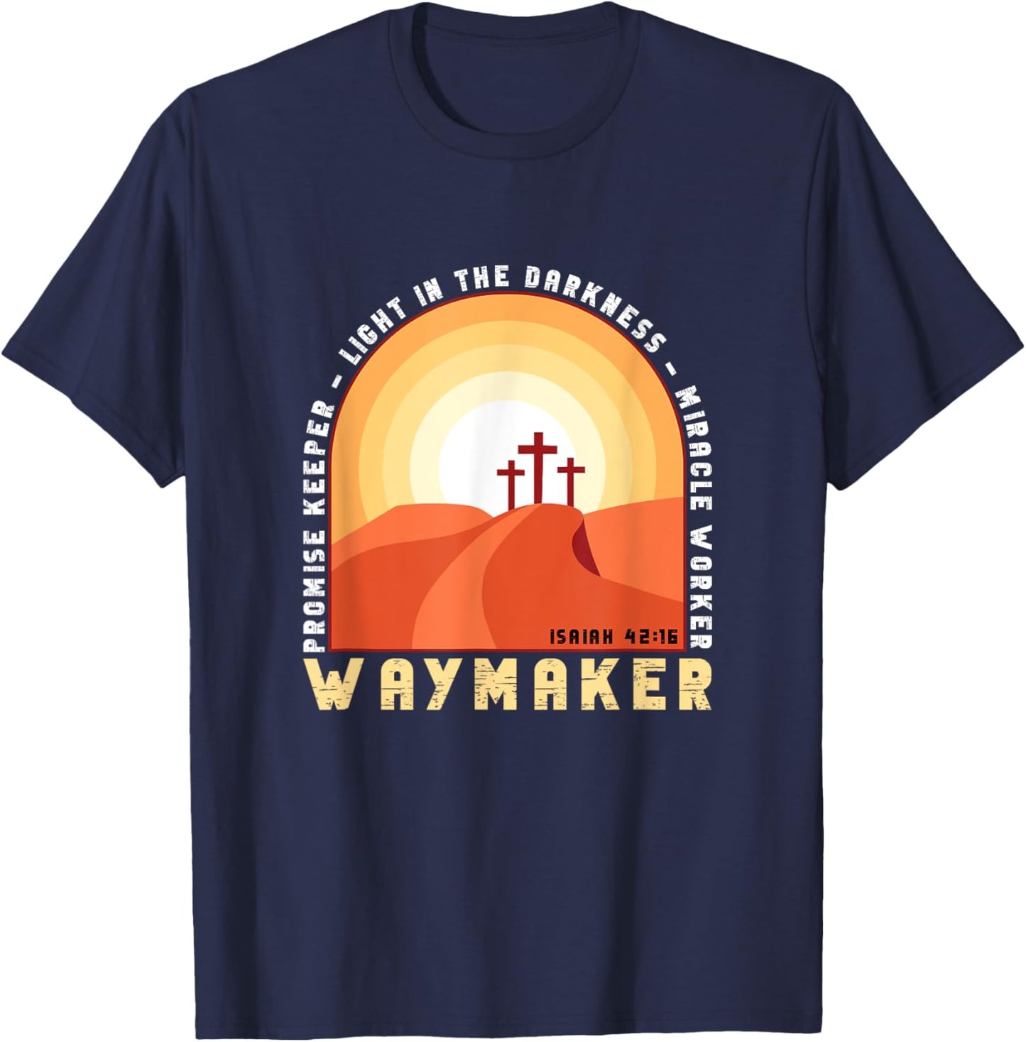 Vintage Waymaker Promise Keeper Miracle Worker Christian T-Shirt - T-Shirt | Navy