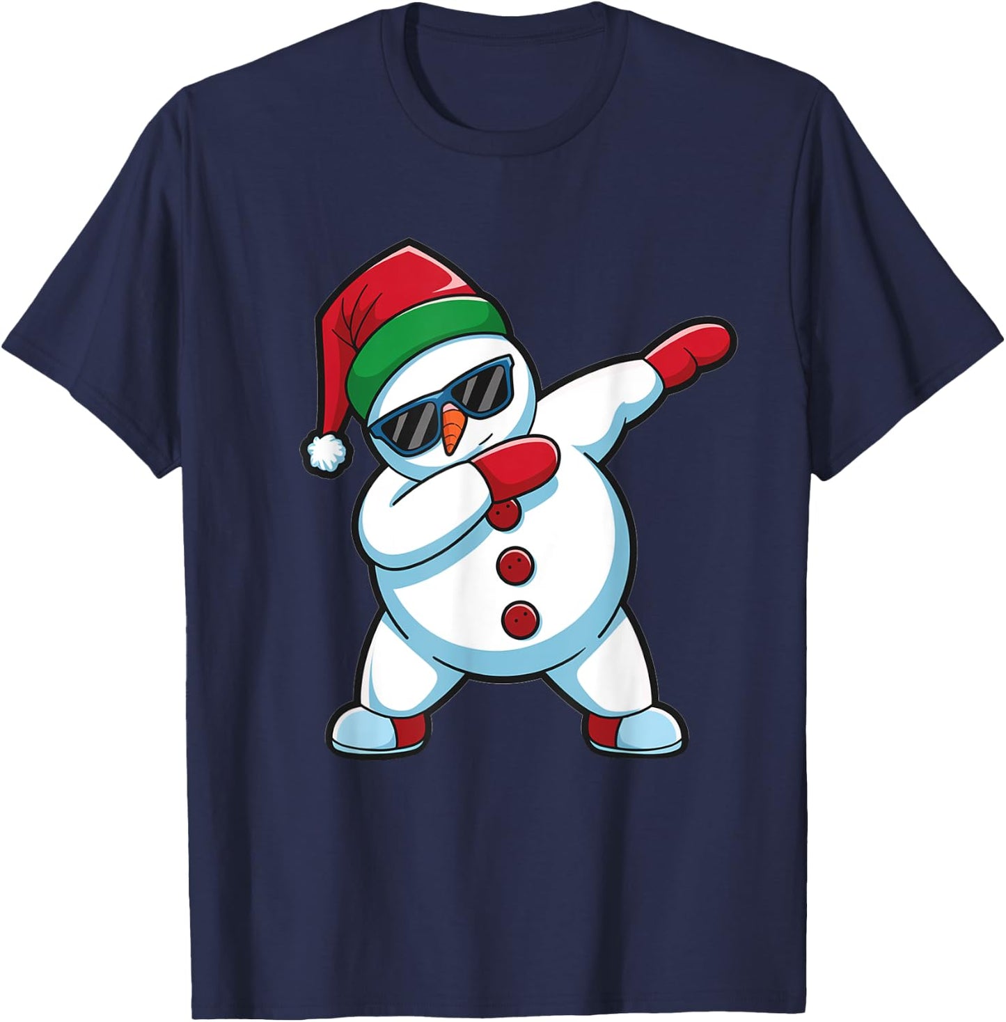 Dabbing Snowman Christmas Xmas T-Shirt - T-Shirt | Navy
