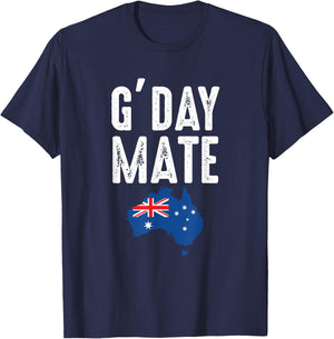 Proud Australian Aussie G'Day Mate Australia T-Shirt - T-Shirt | Navy