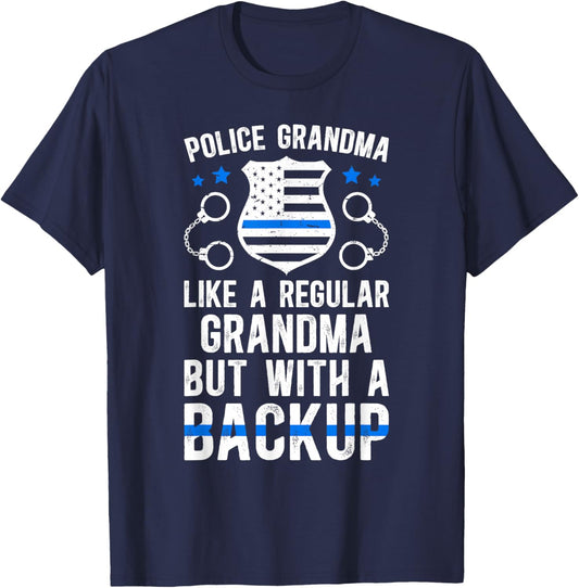 Police Grandma Proud Grandma Of A Police Officer Grandmother T-Shirt - T-Shirt | Navy